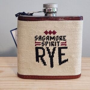 Sagamore Spirit Rye Double-sided Needlepoint Whiskey Flask NWT